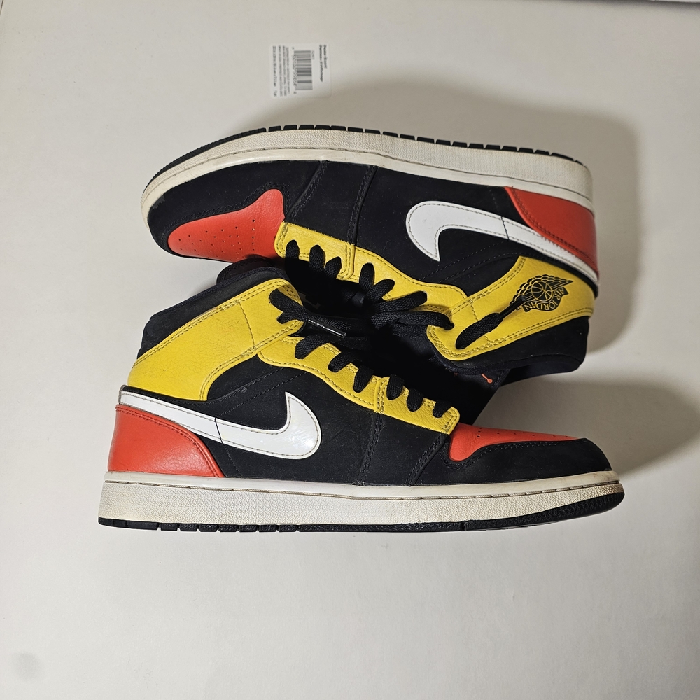 Jordan Air Jordan 1 Mid Shoes Mens Size 8.5 Black Red Yellow Sneakers 852542-087 - Picture 3 of 10